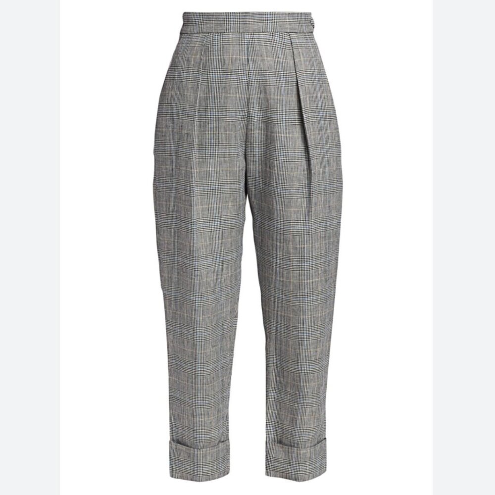 NWT Rachel Comey Plaid Westside Pants Linen Tailored Pleated, Size 8